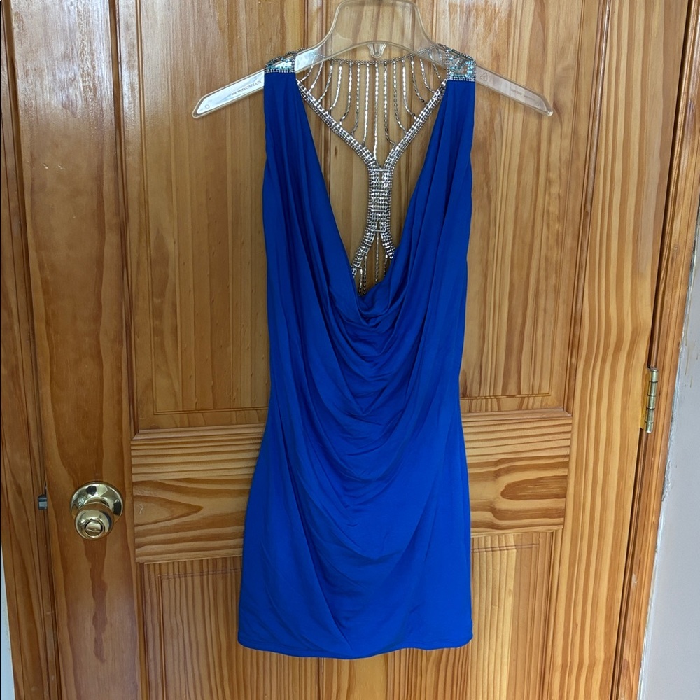 Sky rhinestone detail back tunic
